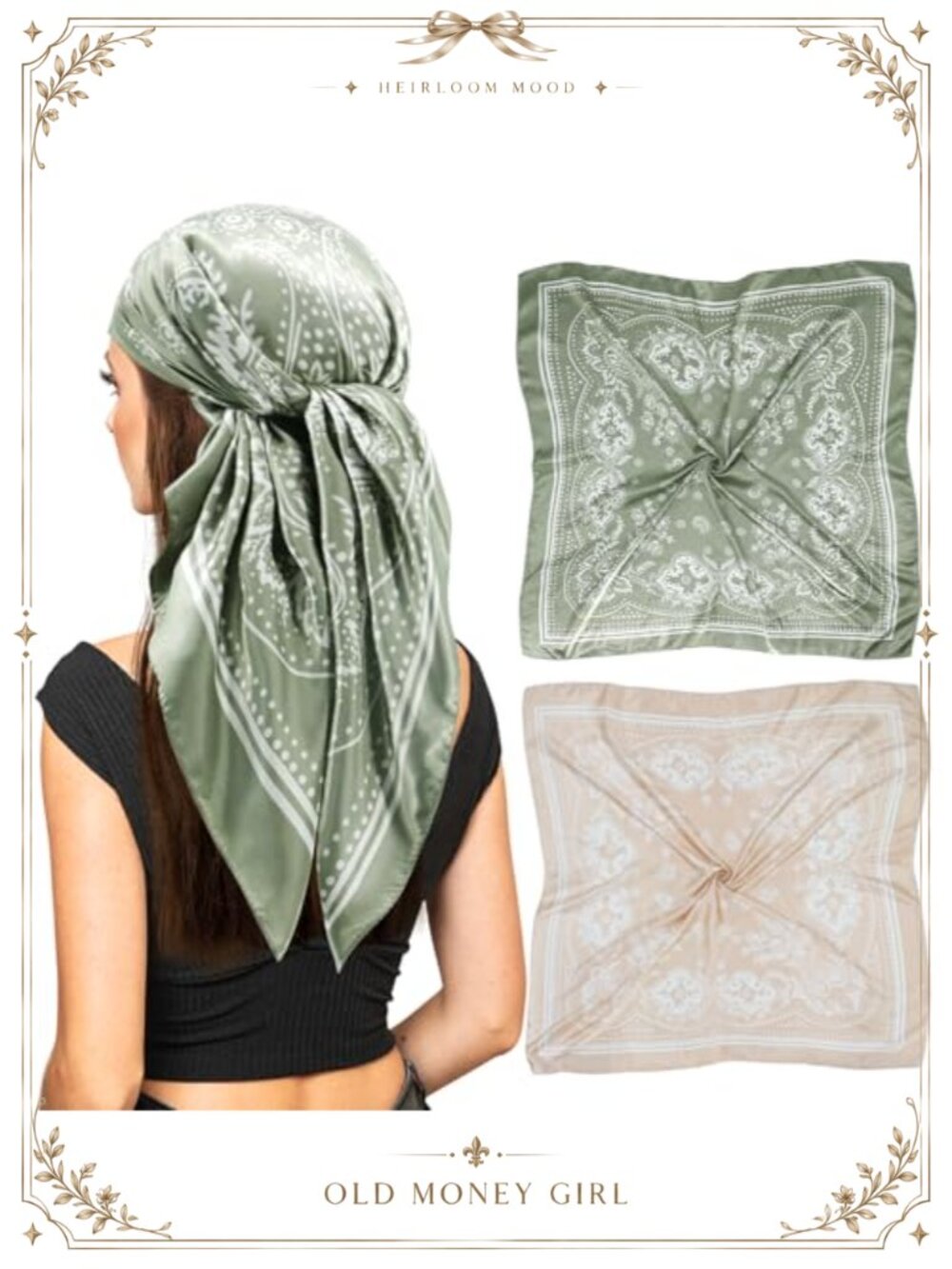 35" Square Silk Feeling Scarf Hair Wrap Sleep Head Scarf